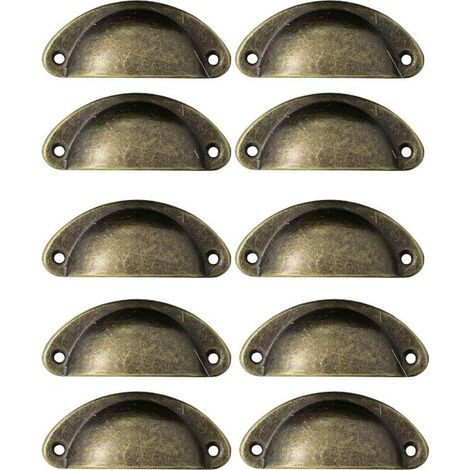 Lot de 10 Poignées de Tiroir Rétro en Métal Pour Meubles de Cuisine Porte d'armoire Placards avec Boutons Meubles en Laiton Antique (1/5)