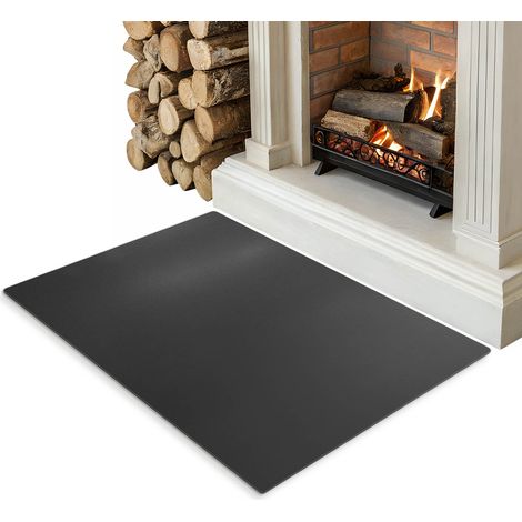 Plaque Sol pour Poele 100x70 cm - Facile à Nettoyer - Finition Mate - Résistant à la Chaleur - en Acier Noir - Protection Contre Les Salissures - Pare-étincelles (1/5)