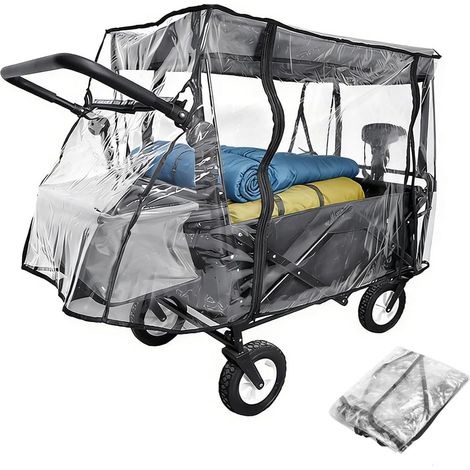 Housse de pluie universelle pour chariot de transport - 115 x 51 x 75 cm - Transparent - Avec fermeture éclair - Pliable - Pour chariot de camping (1/5)