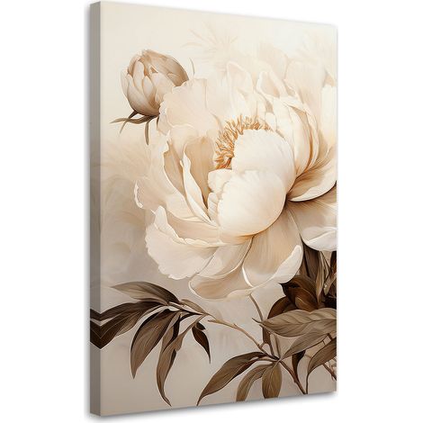 Tableau déco Pivoines Pivoines Fleurs en beige 70x100 (1/5)