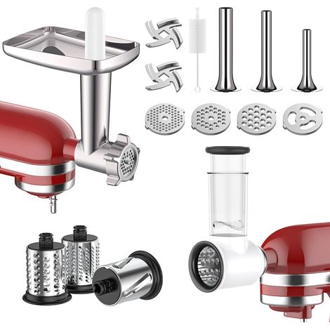 Accessoires de Hachoir à Viande et Coupe-légumes pour KitchenAid Robot Pâtissier, Comprend un Accessoire pour Kitchen Aid Hachoir à Viande et un Ensemble de Coupe-légume