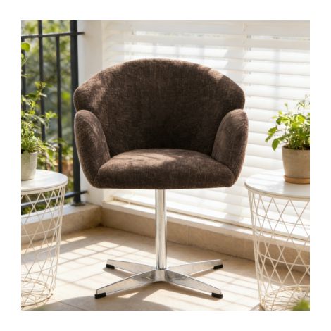 Silla de comedor giratoria 360°, terciopelo marrón, acero inoxidable, 64 x 64 x 78 cm DESVIAE (1/5)