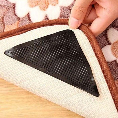 Grippers antidérapants pour tapis - 8 pièces triangulaires - Antidérapant - Lavable et réutilisable - Adhésif en gel PU (1/5)
