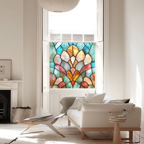 Film de confidentialité coloré pour vitres, 50×50cm, pour la décoration de fenêtres en verre, film à adsorption électrostatique. (1/5)