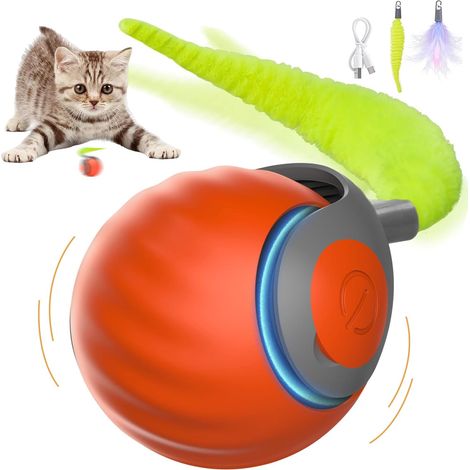 Automatic Interactive Cat Toy - USB Rechargeable Longer Battery Life Electric Rolling Ball with Wagging Tail Stimulates Your Cat's Hunting Instincts The Ultimate Anti-Boredom Solution Designed for Ind (1/5)