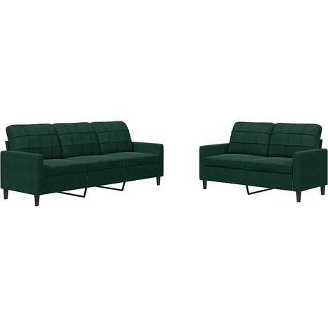 Maison Exclusive - Set di Divani 2 pz con Cuscini Verde scuro in Velluto