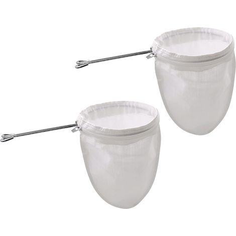 Juego de 2 pequeñas bolsas de filtro de algodón con cremallera y anillo de acero.