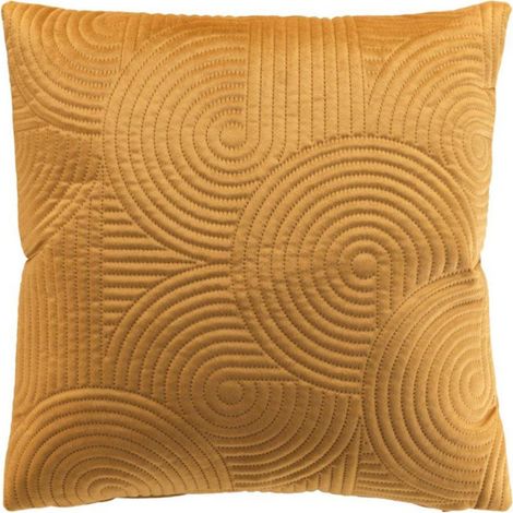 Housse de Coussin en Velours "Circles" 40x40cm Ocre (1/5)