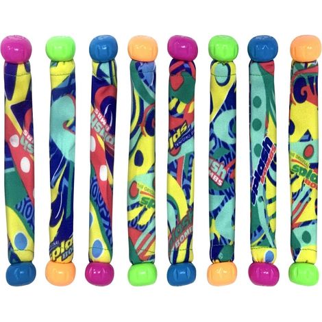 Lot de 8 bâtons de plongée Dizzy Dive Sticks pour piscine - Jouets aquatiques éclaboussants en tissu, accessoires de natation colorés pour enfants et adultes (1/4)