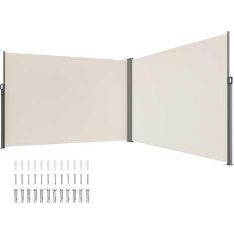 Mophorn Retractable Side Awning, 79'' x 236'' Outdoor Privacy Screen, 180g Polyester Waterproof Patio Screen, UV 30+ Room Divider Wind Screen for Backyard, Balcony, Beige (1/5)