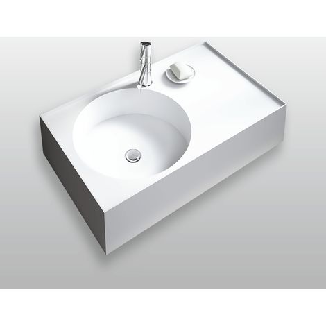 Collezione Sara - Lavabo da appoggio rettangolare 80 cm in Solid surface - AMBRA (1/3)