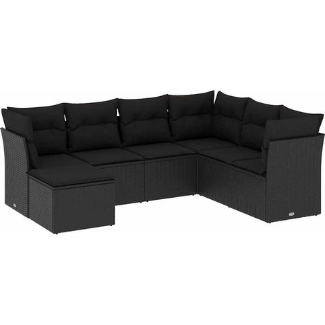 Maison Exclusive - Set Divani da Giardino con Cuscini 7pz Nero Polyrattan