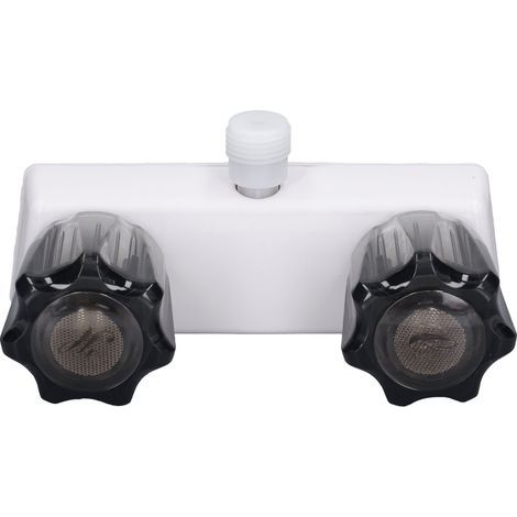 Vanne de dérivation de robinet de douche RV, contrôle de mélange avec 2 boutons, roue pour camping-car, Base blanche, bouton marron (1/5)