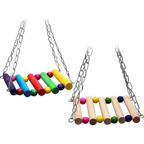 2 piezas de juguetes para gatos, juguetes grandes para pájaros, columpio para pájaros, accesorios para jaulas de loros, soporte de madera para pájaros, columpio para pájaros (1/5)