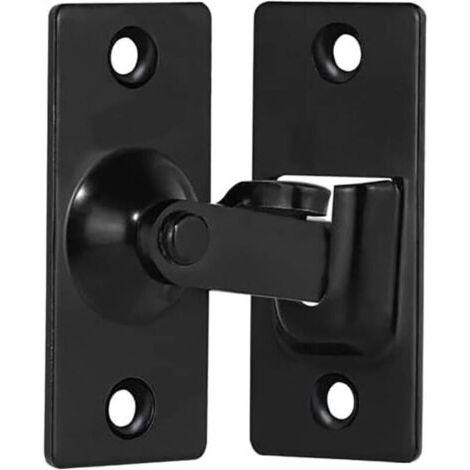 (noir) Loquet de verrouillage de porte coulissante à angle droit en acier inoxydable à 90 degrés, boucle de pliage pour porte coulissante de grange et fenêtre (1/4)