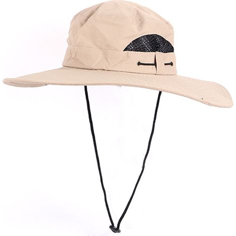 1 Chapeau de soleil UPF 50+, bord large 9 cm, maille respirante, imperméable, réglable, pour pêche, randonnée, plage (1/5)
