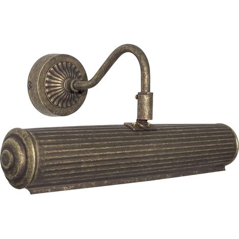 Applique pour tableau en laiton véritable E14 31,5 cm de large en bronze antique mat 2 lampes Art Nouveau (1/3)