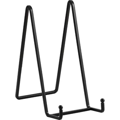 Chevalet porte-assiettes – Support décoratif en métal noir – Présentoir pour photos, plaques, livres de cuisine, cartes postales, CD ou œuvres d'art – 20,5 cm (1/3)