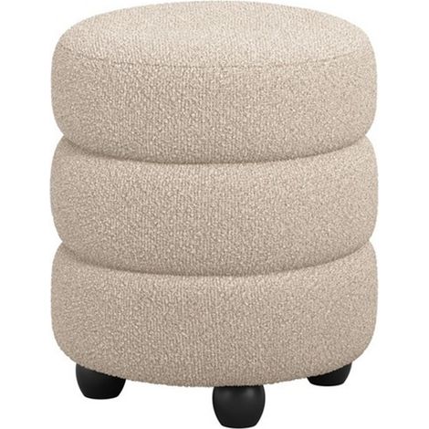 Emi Pouffe - Boucle/Pine - L43 x W43 x H49.5 cm - Buff/Black