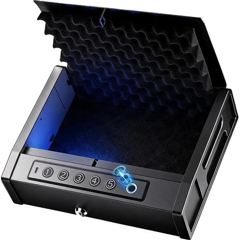 Caja fuerte con huella dactilar, cerradura con teclado, caja de seguridad portátil, MINI caja fuerte (1/2)