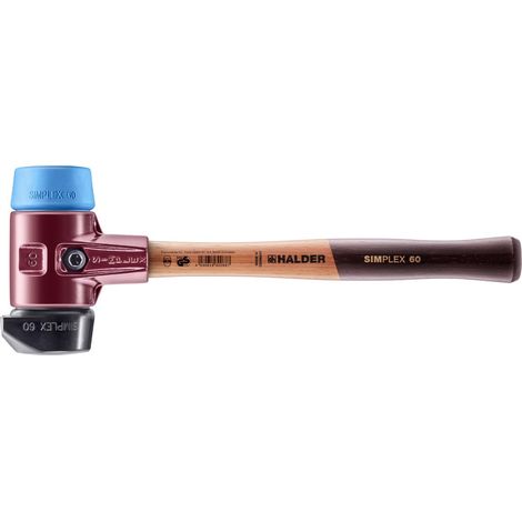 HALDER SIMPLEX Schonhammer Ø 60 mm Gummi / TPE-soft blau mit Standfuß und Termpergussgehäuse (1/5)