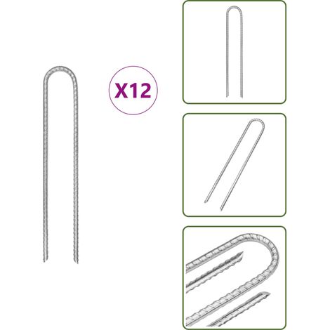 Bodenanker - vidaXL Zeltheringe 12 Stk. U-Form 30 cm Ø7 mm Verzinkter Stahl - Zeltbefestigung (1/5)
