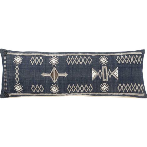 Coussin Déco en Coton "Ethique" 35x100cm Bleu Foncé (1/4)