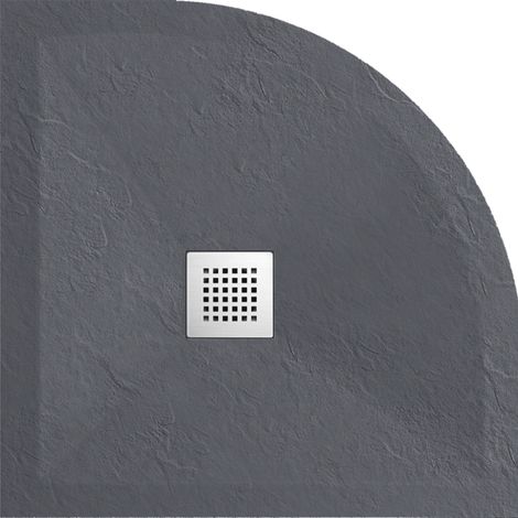 BALNEO – bac de douche plat semi-circulaire – bac composite antidérapant antibactérien 90×90×2,5 cm gris foncé (1/5)