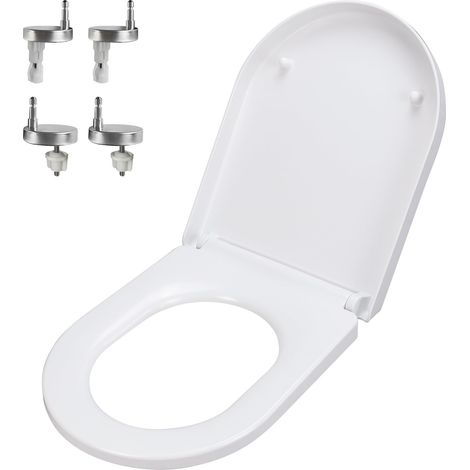 Lunette WC avec mécanisme de fermeture en douceur, forme en D, abattant WC en Duroplast avec fonction de déverrouillage rapide, couvercle WC facile à assembler et à nettoyer (1/5)