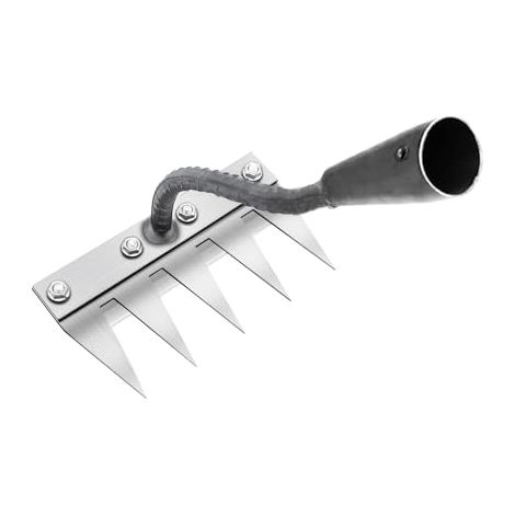 Multifunktionaler Unkrautrechen aus Metall, 5-Zinken-Gartenrechen, tragbarer Gartenrechen zum Unkrautjäten, Gartengeräte zum Jäten/Lockern/Säen (ohne Stiel) 5 Zähne
