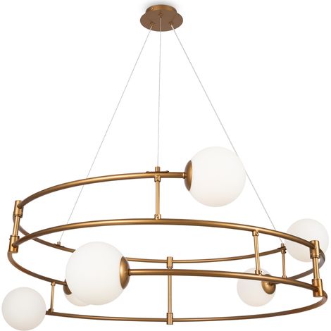 Lampadario Maytoni Balance 6 luci ottone sfere bianche (1/4)