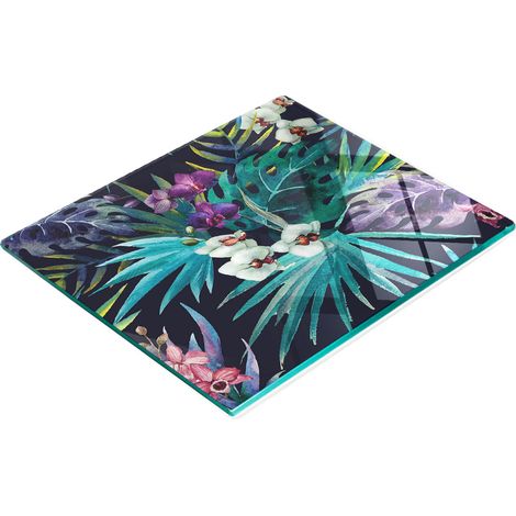 Tagliere decorativo in vetro temperato con motivo orchidea acquerello, 60x52 cm (1/5)
