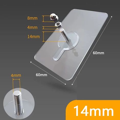 Lot de 10 crochets adhésifs sans perçage pour tableaux, invisibles et sans traces, pour accrocher des photos dans la cuisine ou la salle de bain (14 mm). (1/5)