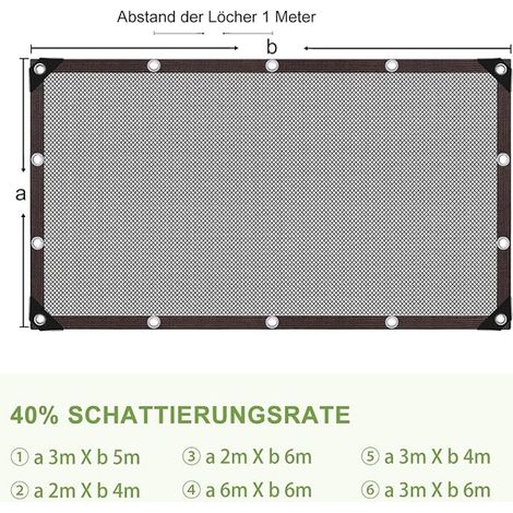 Filet d'ombrage 3 x 5 m avec œillets résistant UV 40 %, voile d'ombrage respirant pour extérieur pour terrasse pergola jardin balcon serre toile tendue extérieur (1/4)