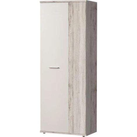 Meuble à chaussure 2 portes blanc décor bois vieilli - CLASS (1/5)