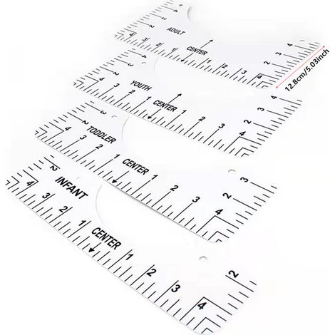 4-in-1 PVC-T-Shirt-Ausrichtungslineal, Messwerkzeug für Rundhals-Transfers, Erwachsene, Jugendliche, Kleinkinder und Babys, 55 g für Sublimationsdruck (1/5)