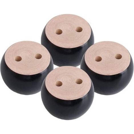 Lot de 4 Pieds de Meubles en Bois Rond hauteu 5cm, pour canapé, Lit, Fauteuil, Armoire, avec vis et Ruban (Noir) (1/5)