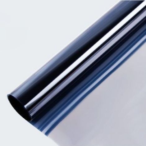 Transparent one-way thermal insulation film for windows, self-adhesive, 40 cm x 1 m, dark silver blue. (1/5)