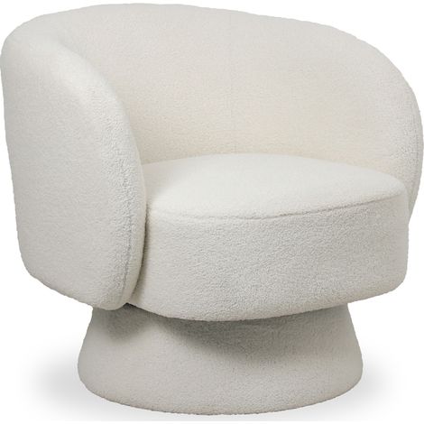 Sessel Bezogen mit Bouclé-Stoff - Gebogenes Design - Dresa Weiß