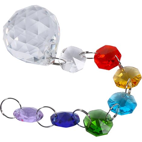 Lustre suspendu fait main en cristal arc-en-ciel avec boules prismatiques, décoration de Noël