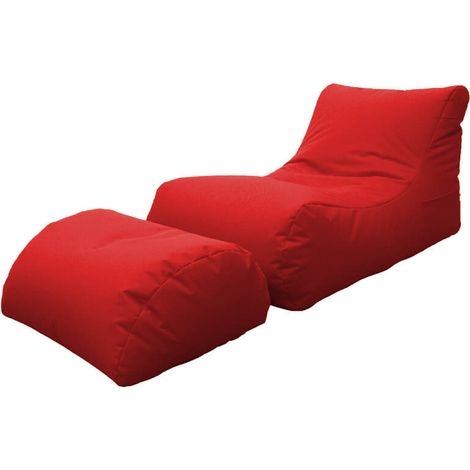 Poltrona Pouf Chaise Longue con Poggiapiedi in Poliestere Rossa Avalli (1/3)