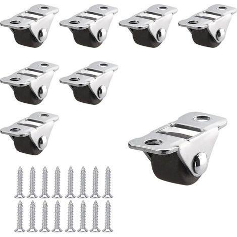 Geräuscharme Möbelrollen – Set mit 8 braunen Gummirädern, Metallplatte, Ø 12 mm, max. Traglast 10 kg