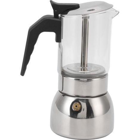 Cafetière italienne classique portative résistante à la chaleur de Pot de Moka en verre d'acier inoxydable pour la maison et le café 200ML