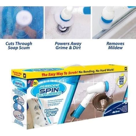 BG07789-Turbo Scrub Acti Brush Electric Long Handle Spin Scrubber Ménage Nettoyage Brush Suit Combinaison (1/4)