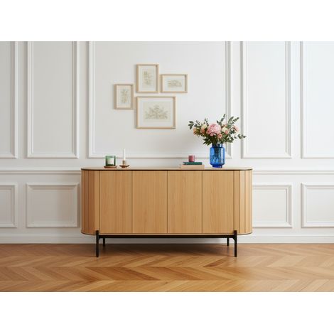 BOBOCHIC - Buffet arrondi 4 portes 168 cm AMBOISE couleur chêne (1/5)
