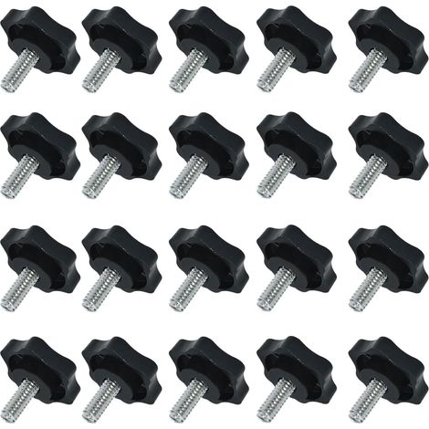 20 Pièces Bouton de Serrage M6 x 20MM, Vis à Tête Étoilée, Moletée, à Oreilles pour Instruments Mécaniques et L'industrie (1/5)