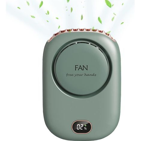 Mini-Tragbarer, leiser, wiederaufladbarer Nebelventilator mit 3 Geschwindigkeitsstufen und Karabinerhaken für Zuhause, Büro und Reisen (grün) (1/5)