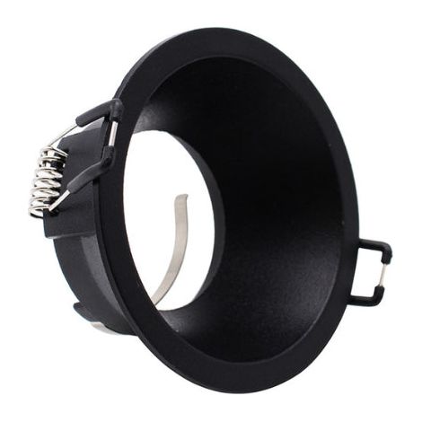 Support Encastrable Spot Rond Noir Mat pour Ampoule GU10 - SILAMP (1/2)