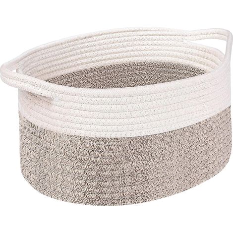 Aufbewahrungskorb, gewebte Baumwolle, seitliche Griffe, rechteckige Form, Wohnzimmer, Schlafzimmer, Badezimmer (1/5)