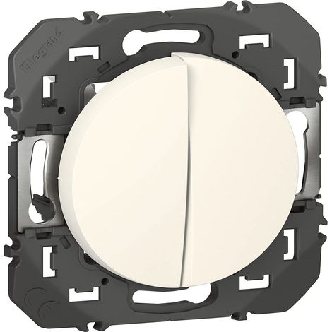 Interrupteur Ou Va-Et-Vient + Bouton Poussoir, Gamme Dooxie, Connexion Rapide Sans Outil, Finition Blanche Brillante, À Compléter Avec Une Plaque (1/3)